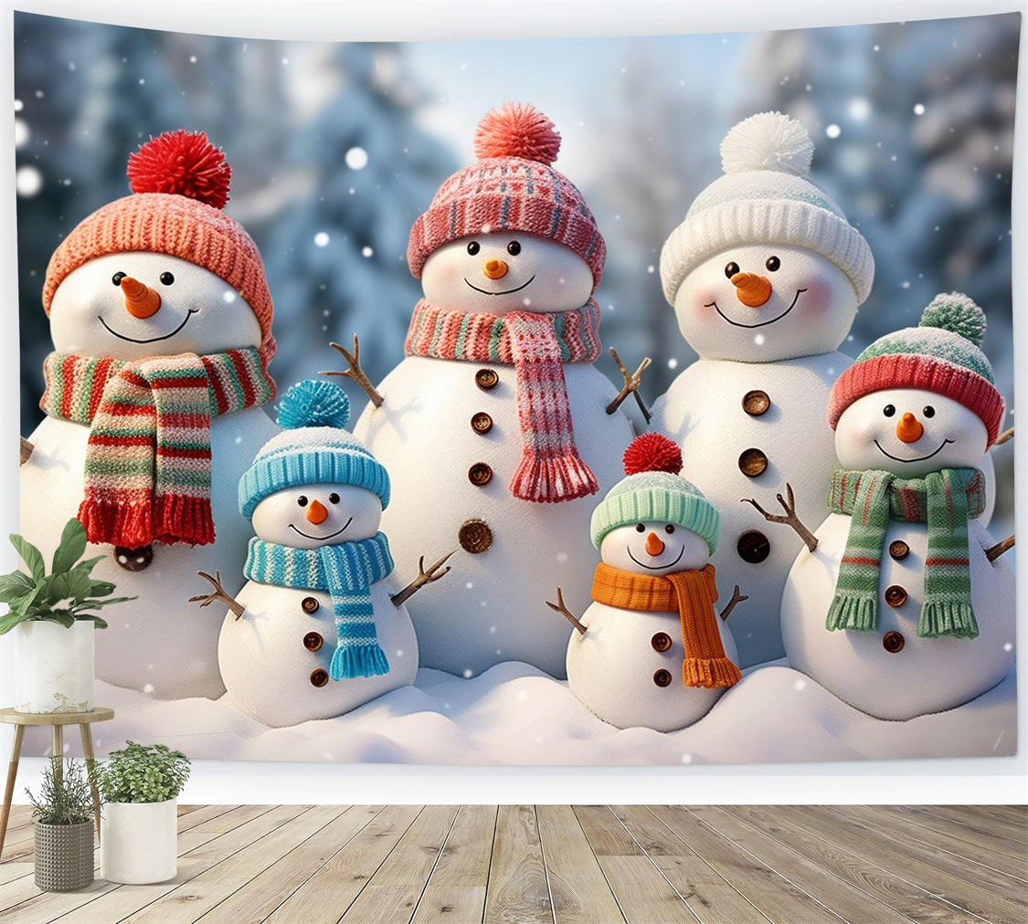 Winter Joyful Snowman Cozy Knitted Scarves Backdrop BRP10-22