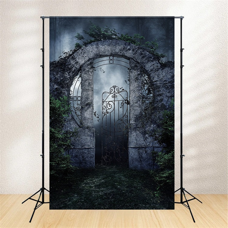 Photography Halloween Backdrop Spooky Iron Gate Vines Backdrop BRP10-223