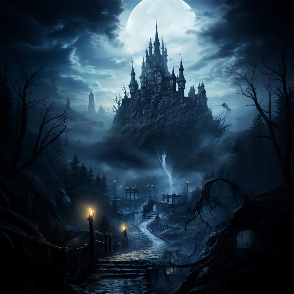 Backdrop Ideas For Halloween Gothic Castle Misty Mountain Backdrop BRP10-224