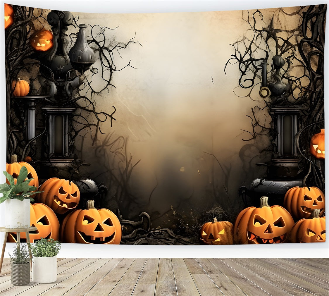 Halloween Backdrop Spooky Pumpkins Twisted Vines Backdrop BRP10-231