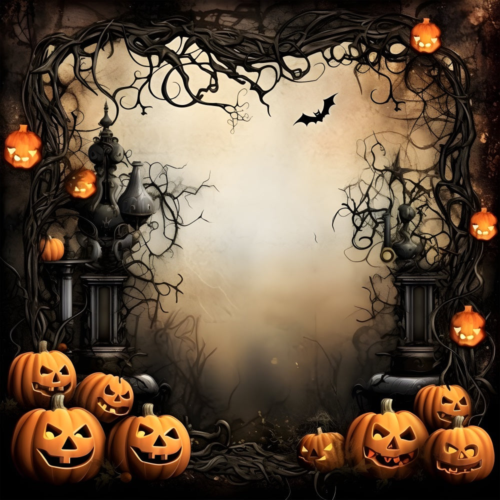 Halloween Backdrop Spooky Pumpkins Twisted Vines Backdrop BRP10-231