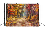 Fall Backdrops Photos Colorful Leaves Woodland Path Backdrop BRP10-239