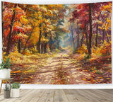 Fall Backdrops Photos Colorful Leaves Woodland Path Backdrop BRP10-239