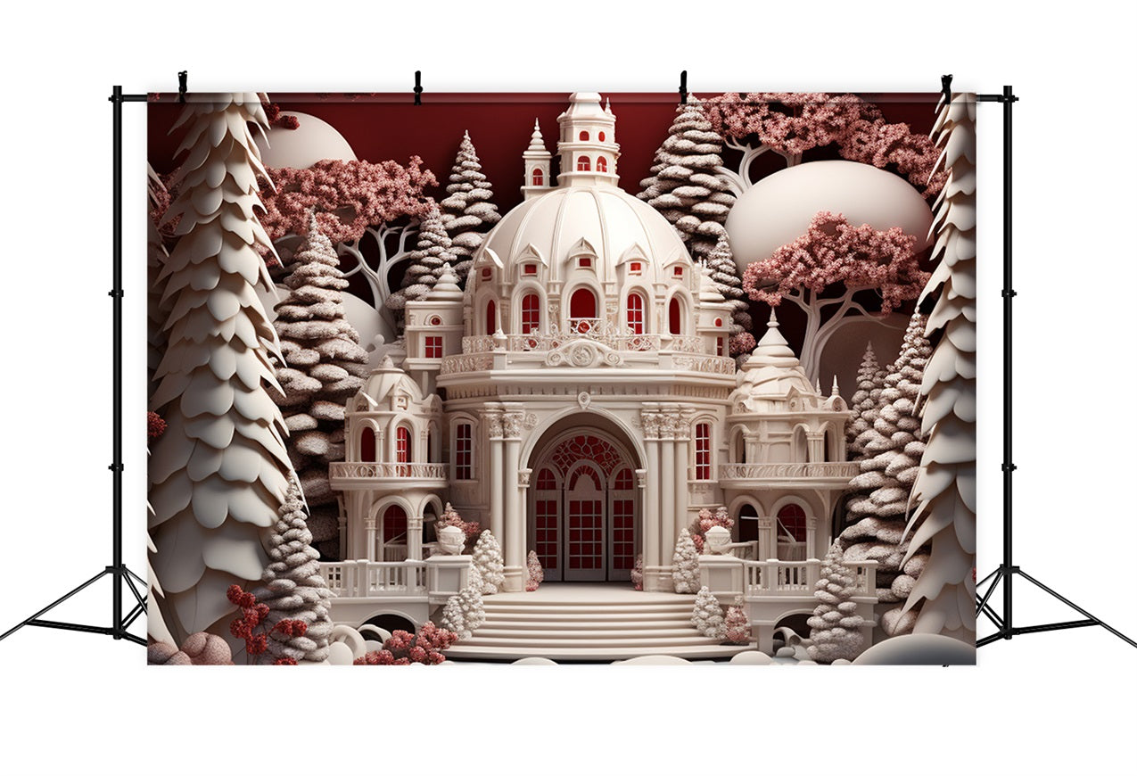 Winter Fairy Tale Castle Amid Snowy Forest Backdrop BRP10-24