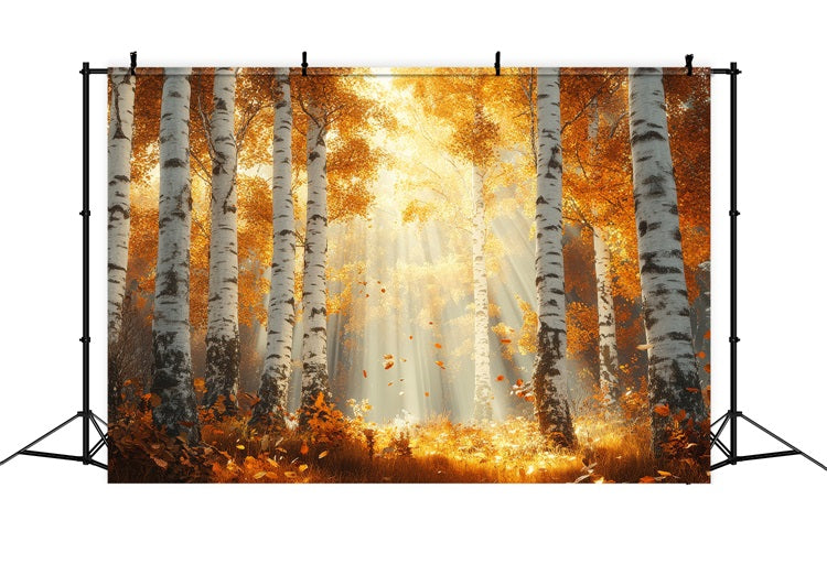 Fall Photography Backdrops Sunbeams Through Birch Backdrop BRP10-240