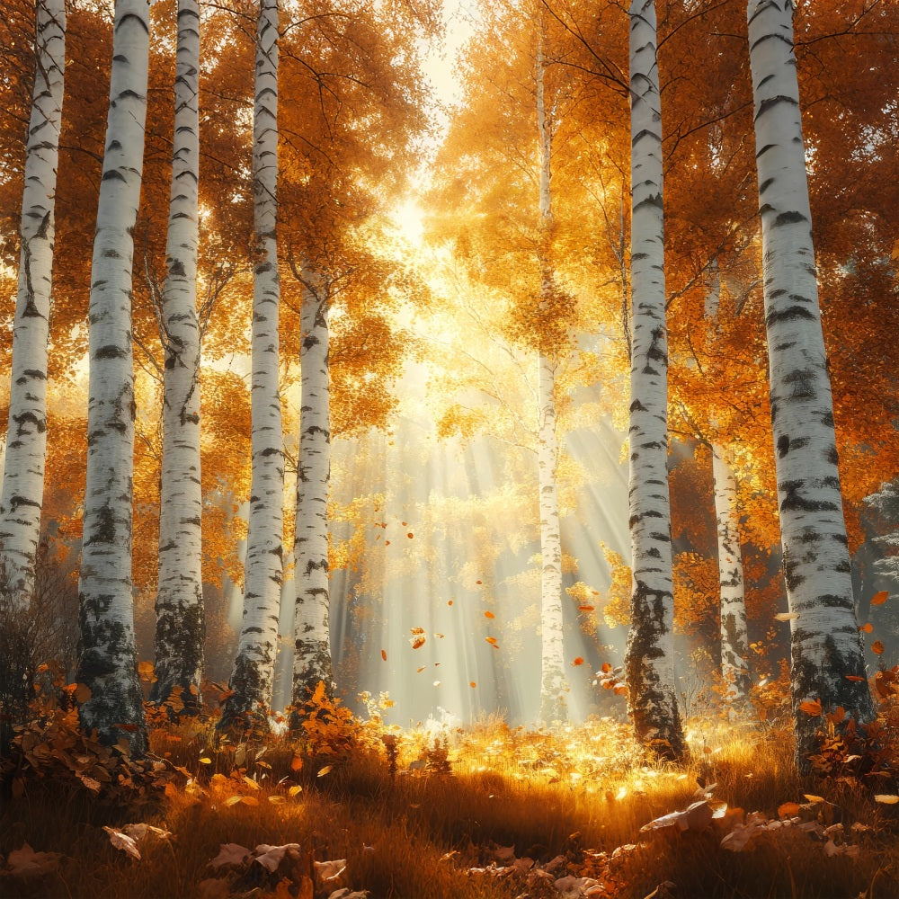 Fall Photography Backdrops Sunbeams Through Birch Backdrop BRP10-240