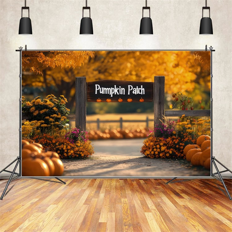 Fall Theme Background Flowers Pumpkin Patch Backdrop BRP10-244