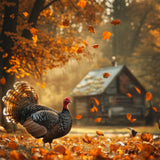 Fall Backdrop Ideas Rustic Cabin Turkey Leaves Backdrop BRP10-245