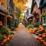 Fall Backgrounds Cozy Alleyway Pumpkins Lining Backdrop BRP10-246