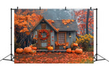 Fall Backdrop Photography Little Cabin Autumn Forest Backdrop BRP10-248