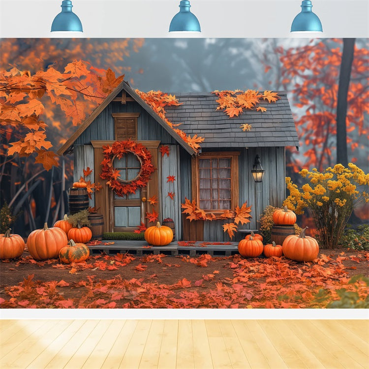 Fall Backdrop Photography Little Cabin Autumn Forest Backdrop BRP10-248