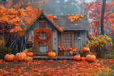 Fall Backdrop Photography Little Cabin Autumn Forest Backdrop BRP10-248