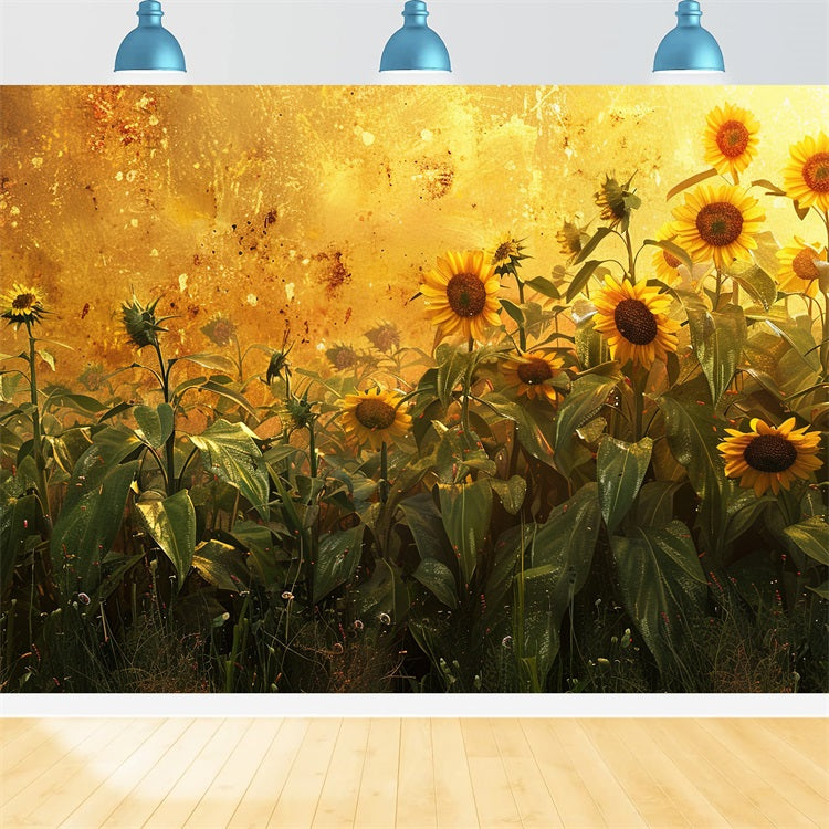 Fall Backdrops Sunflowers Golden Light Backdrop BRP10-251