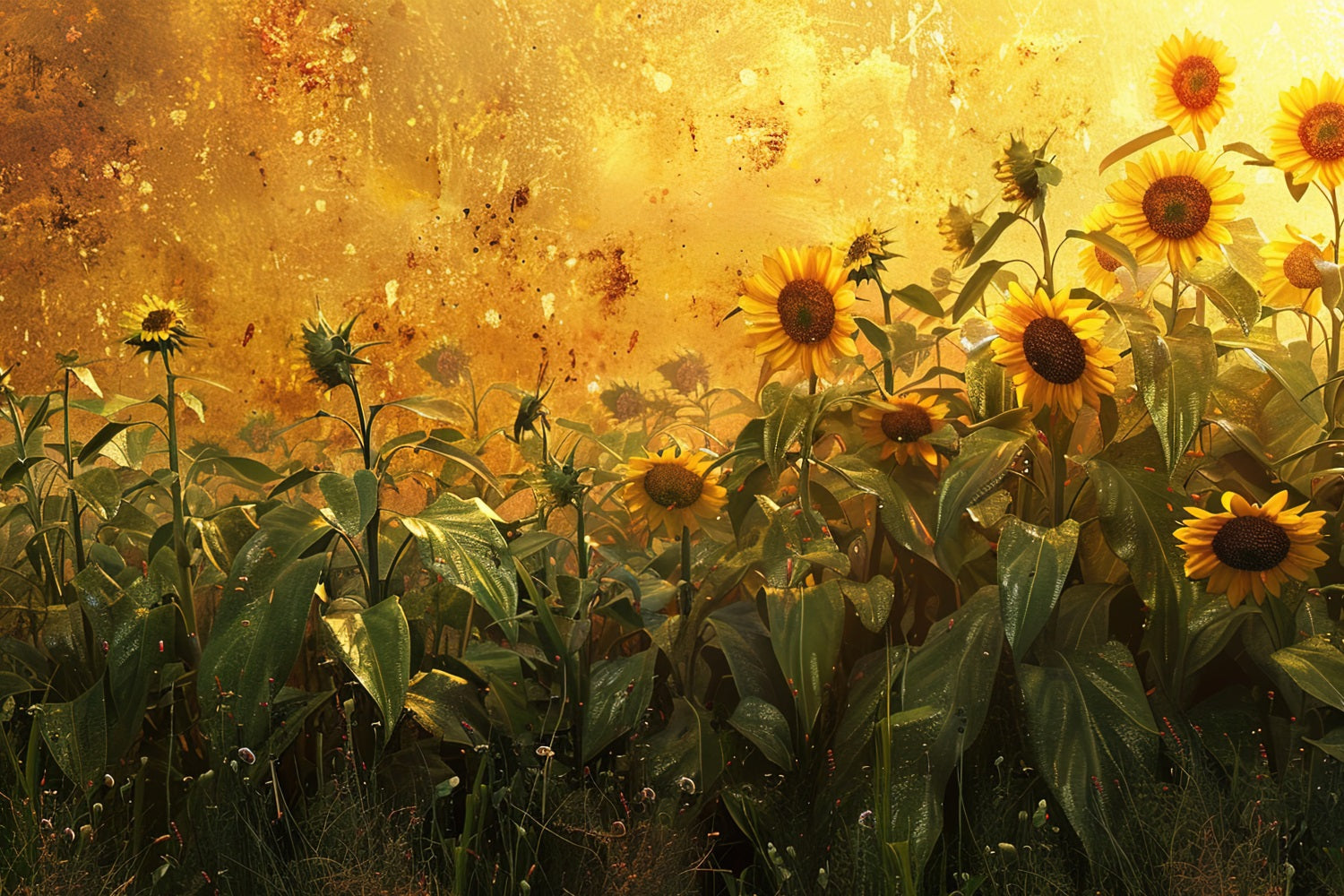 Fall Backdrops Sunflowers Golden Light Backdrop BRP10-251