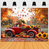 Autumn Backdrop Red Truck Sunflowers Pumpkins Backdrop BRP10-256