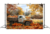 Fall Photo Booth Backdrop Truck Harvest Pumpkins Backdrop BRP10-259