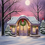 Winter Cozy Cabin Snowy Decor Purple Accents Backdrop BRP10-26