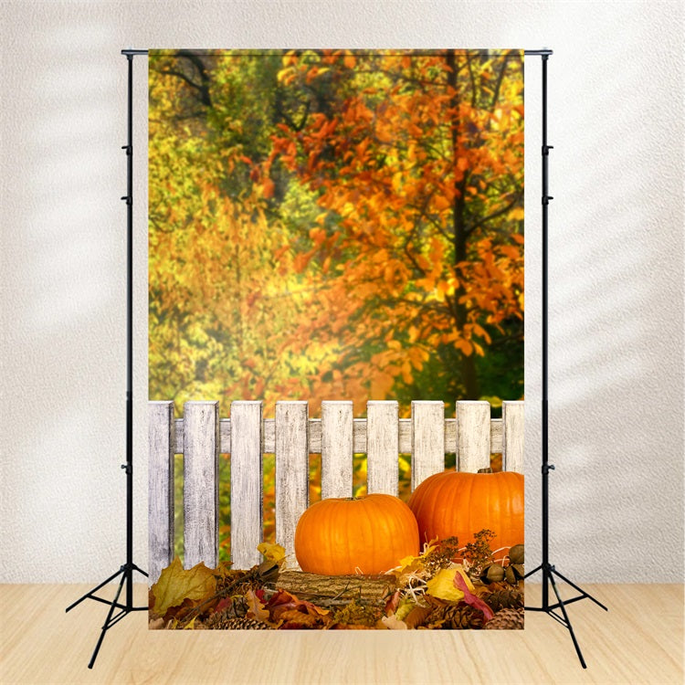 Fall Picture Backdrops Rustic Fence Pumpkins Backdrop BRP10-266