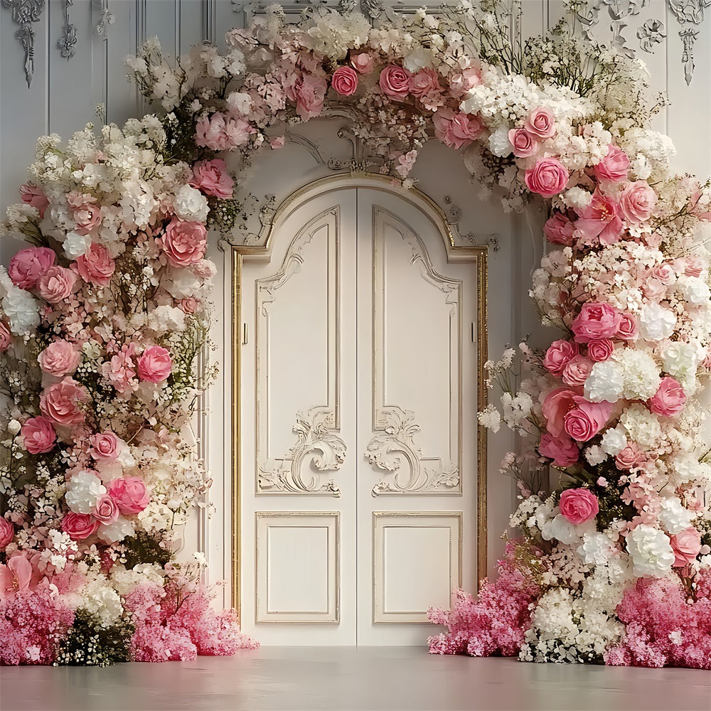 Arch Wall Photo Backdrop Flower White Doors Backdrop BRP10-285