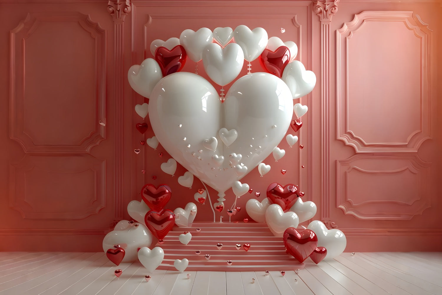 Retro Theme Backdrop Heart Balloon Backdrop BRP10-286