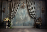 Retro Wall Backdrops Blue Gray Backdrop BRP10-293