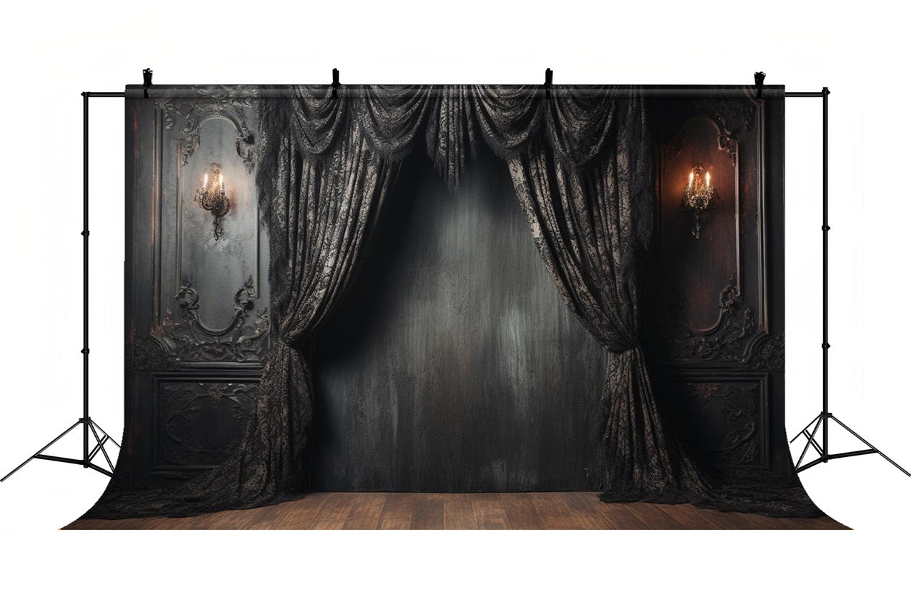 Vintage Wall Photography Backdrop Ornate Black Lace Backdrop BRP10-295