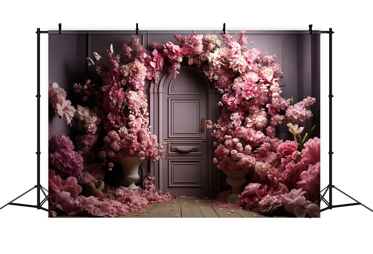 Arch Pink Wall Backdrop Floral Elegant Design Backdrop BRP10-296