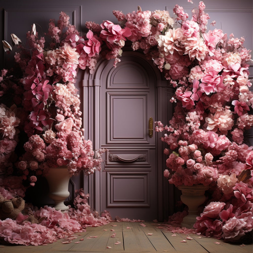 Arch Pink Wall Backdrop Floral Elegant Design Backdrop BRP10-296