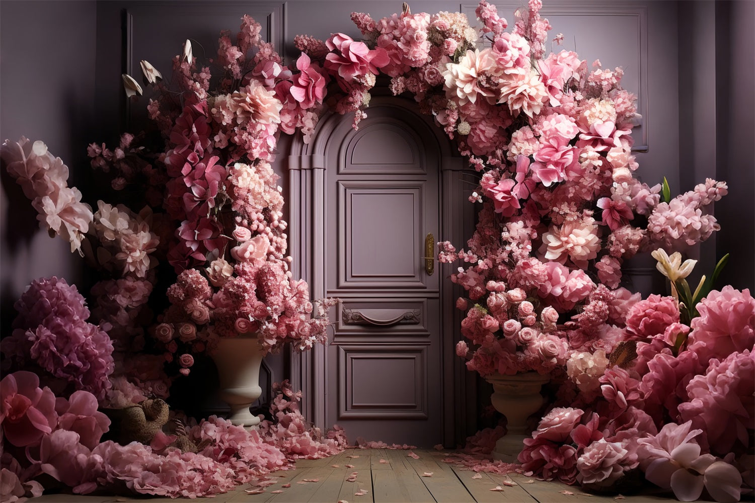 Arch Pink Wall Backdrop Floral Elegant Design Backdrop BRP10-296