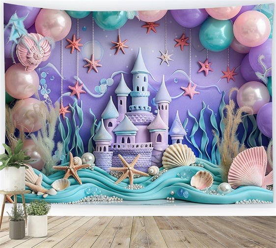 Birthday Backdrops Ocean Castle Starfish Backdrop BRP10-300