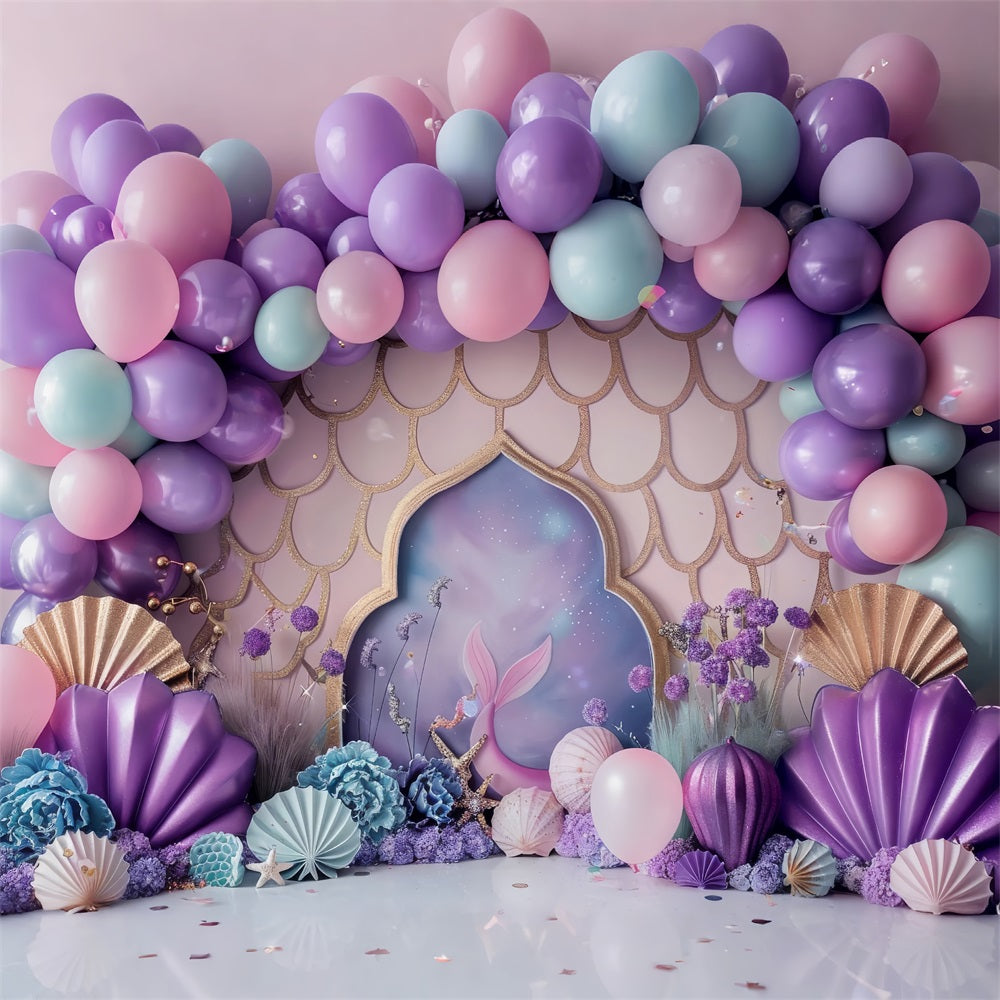 Happy Birthday Background Mermaid Tail Castle Backdrop BRP10-301