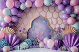 Happy Birthday Background Mermaid Tail Castle Backdrop BRP10-301