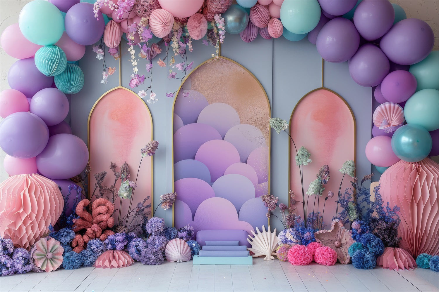 Birthday Background Pastel Balloon Party Backdrop BRP10-302