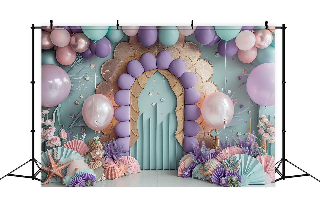 Happy Birthday Backdrop Ocean Party Shells Backdrop BRP10-304