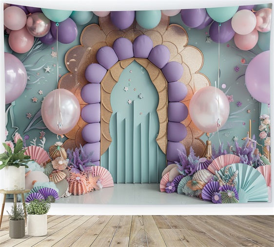 Happy Birthday Backdrop Ocean Party Shells Backdrop BRP10-304