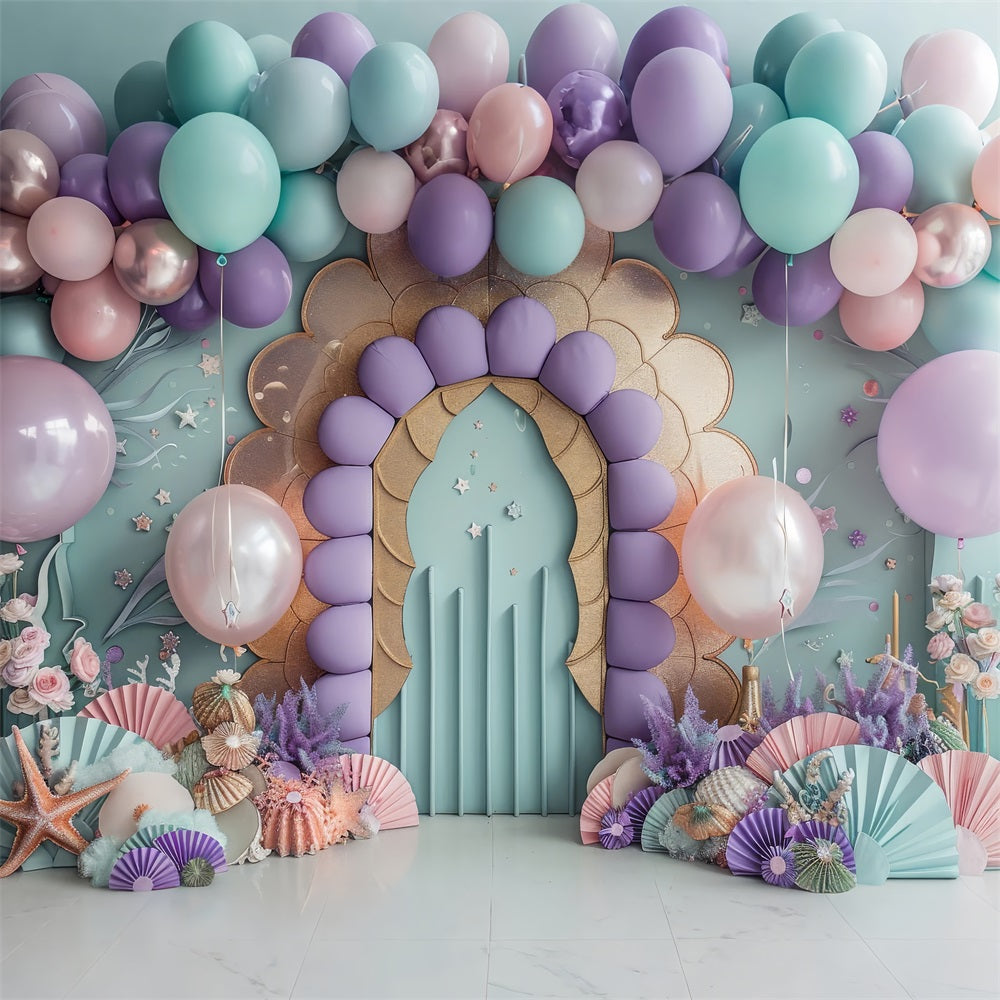 Happy Birthday Backdrop Ocean Party Shells Backdrop BRP10-304