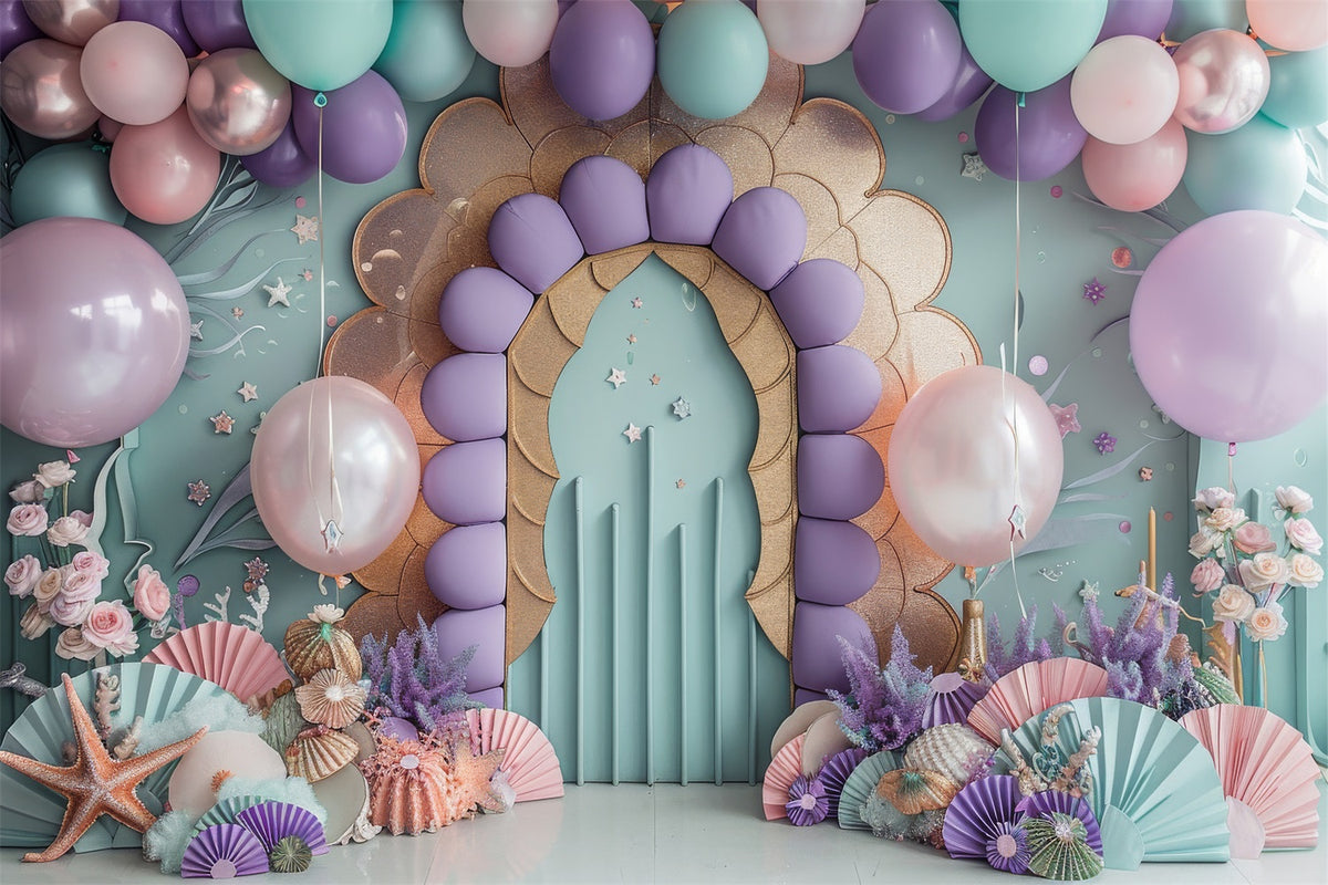 Happy Birthday Backdrop Ocean Party Shells Backdrop BRP10-304