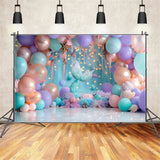 Birthday Photo Backdrop Pastel Balloons Mermaid Tail Backdrop BRP10-305