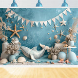 Birthday Party Backdrops Sea Whale Starfish Shells Backdrop BRP10-306