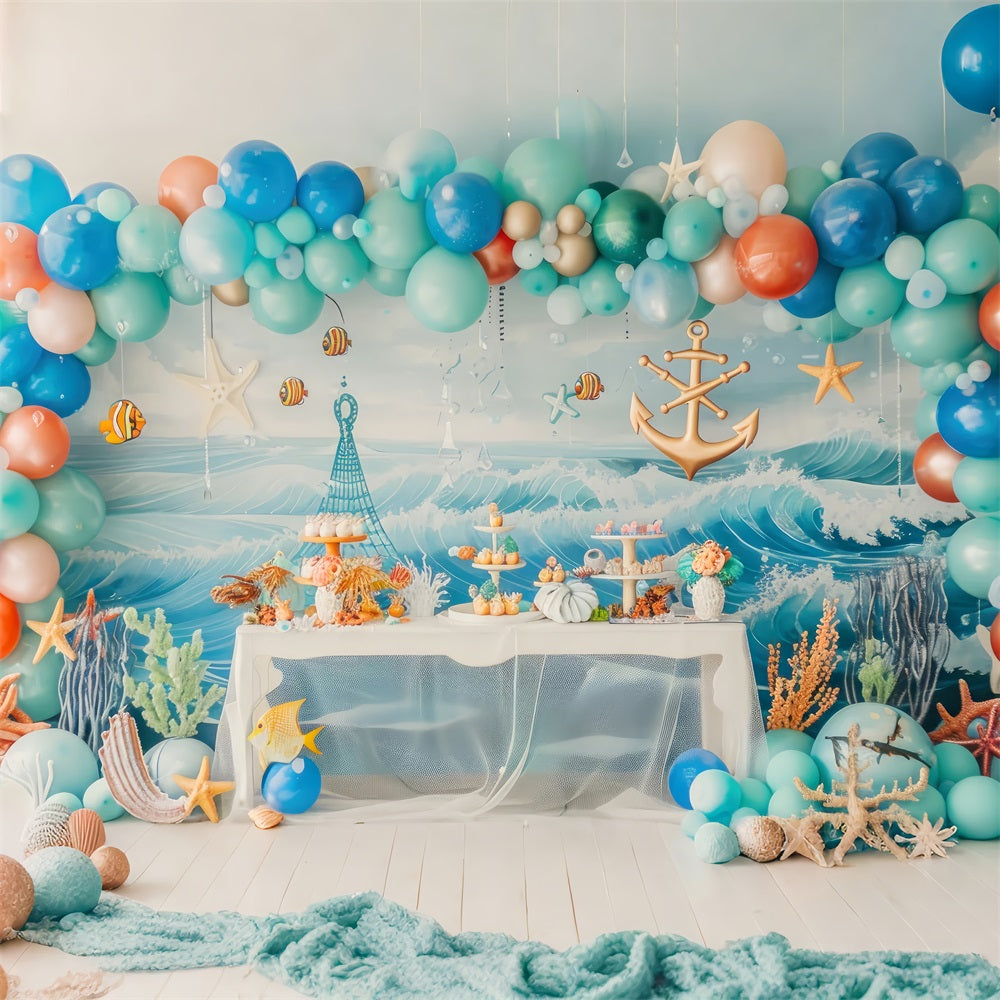 Birthday Backdrop Nautical Anchor Ocean-Themed Backdrop BRP10-307