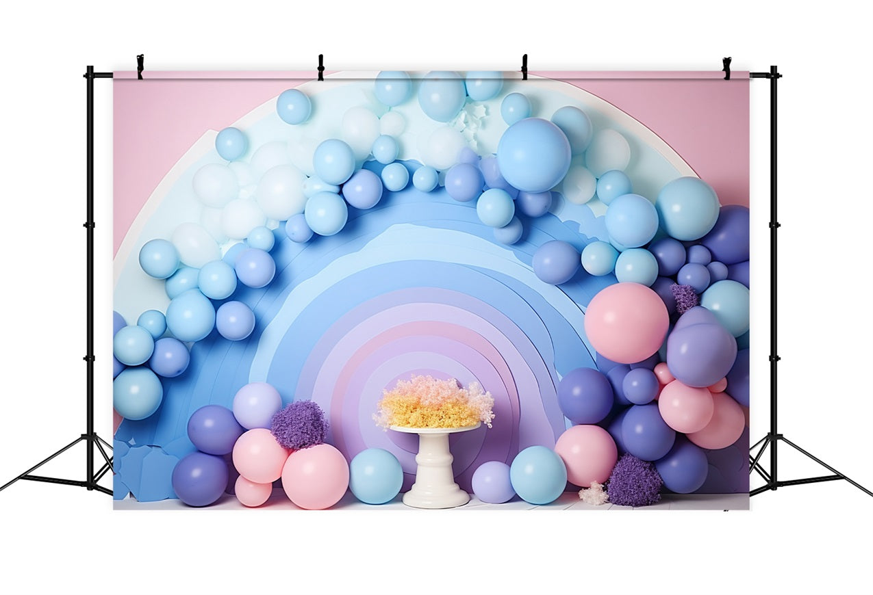 Birthday Backdrop Ideas Pastel Rainbow Balloon Backdrop BRP10-309