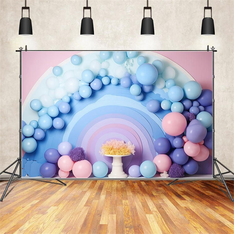 Birthday Backdrop Ideas Pastel Rainbow Balloon Backdrop BRP10-309