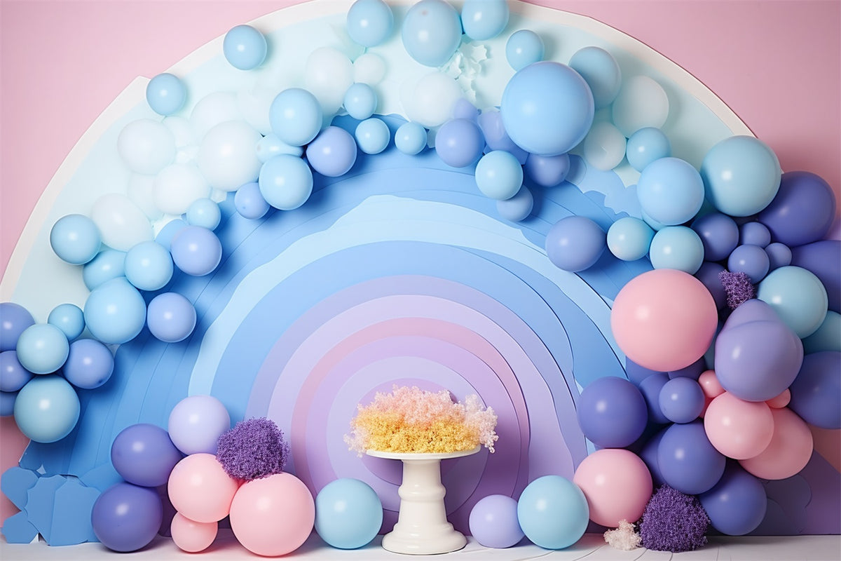 Birthday Backdrop Ideas Pastel Rainbow Balloon Backdrop BRP10-309