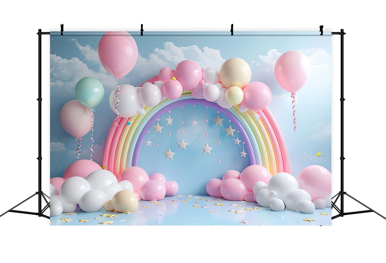 Birthday Backdrop Rainbow Arch Balloons Backdrop BRP10-313