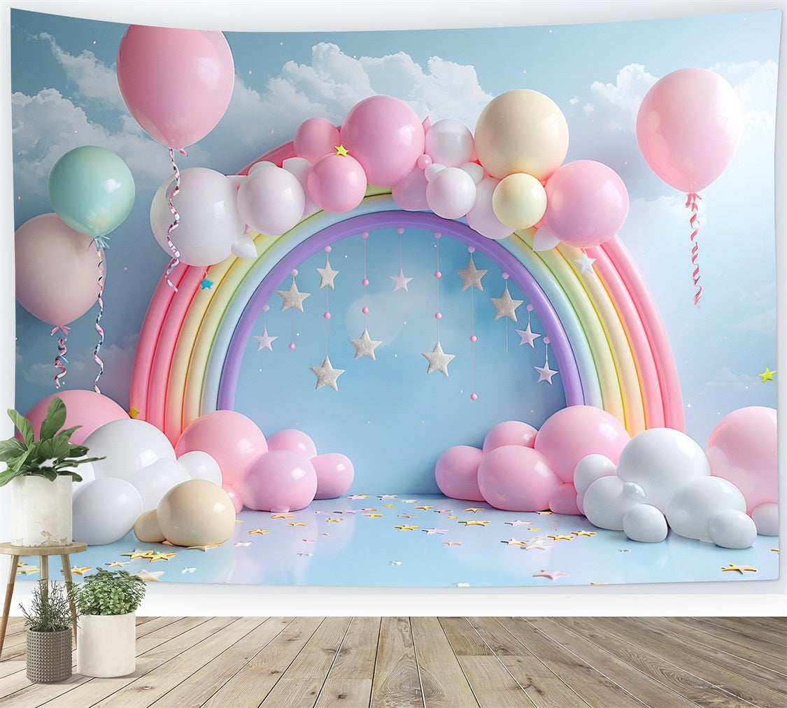 Birthday Backdrop Rainbow Arch Balloons Backdrop BRP10-313