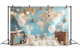 Birthday Backdrop Teddy Bear World Map Backdrop BRP10-315