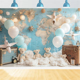 Birthday Backdrop Teddy Bear World Map Backdrop BRP10-315