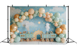 Birthday Backdrop Train-Themed Balloon Setup Backdrop BRP10-319