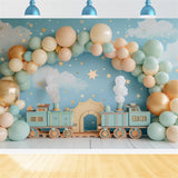 Birthday Backdrop Train-Themed Balloon Setup Backdrop BRP10-319