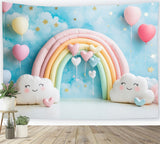 Birthday Party Backdrop Clouds Balloons Rainbow Arch Backdrop BRP10-321